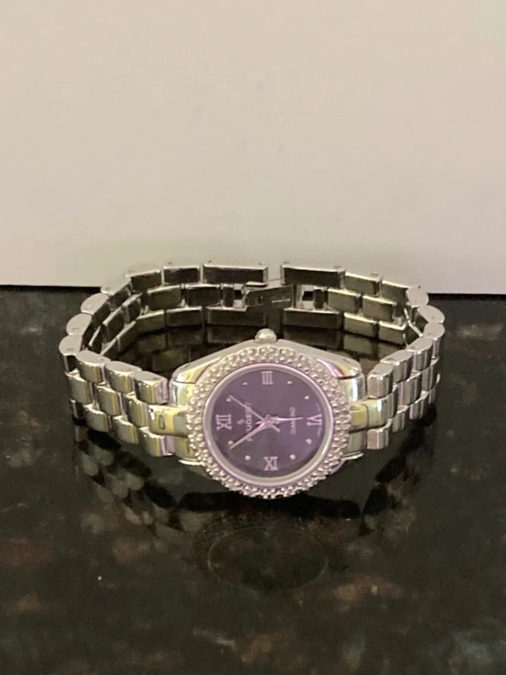 Peugeot 1/10 ct tw Diamond Bezel Panther Link Watch/Silver Tone/Black Dial/NEW!